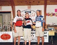  Justin LaRoche of Danbury, CT with Chris Bielert, Advanced Instructor, of Danbury, CT and Terry Baksay, Professional Angler, of Monroe, CT  Tournament Day, Friday, August 16, 2002