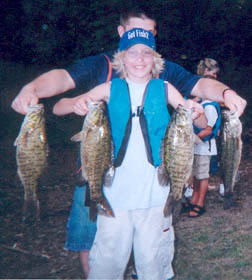 Kyle Radulski of Brewster, NY won the camp bass tournament in the C Group with 4 fish weighing 12.17 lbs.  Tournament Day, Friday, August 19, 2005