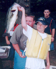 Zach Zeno of Southbury, CT took first place for big fish in the A-1 Group with this 4.88 pound bass - Tournament Day, Friday, August 19, 2005