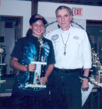 Ray Kerchal with Lindsay Danise (A-1 Group) of West Redding, CT who won 2nd place for most fish caught in the camp tournament  Tournament Day, Friday, August 18, 2006