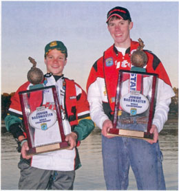 Geoffrey Toplis (left) from Capetown, South Africa, in the 11-14 age bracket, with Kalem Tippett from Hanson, KY, in the 15-18 age bracket, are the 2007 Junior Bassmaster World Champions. February 18, 2007 - Logan Martin Lake - Birmingham, AL. Photo by Gerald Crawford.