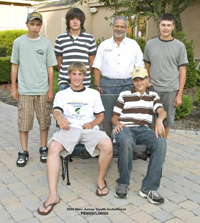 The 1st place team from Pennsylvania was comprised of team members Alec Engleman, Brett Glodfelter (missing from photo), Matt Grasinger, Austen Oberdorf, Cody Rathmell, Conner Zemany and youth director Ken Saville – New Jersey Junior Invitational – June 28, 2008