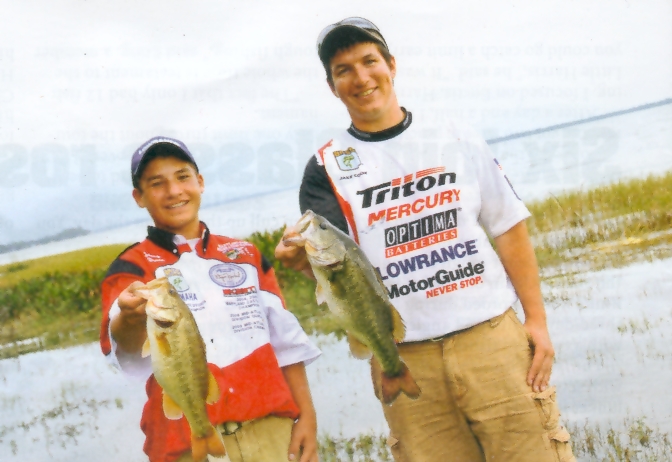 John Duarte (L) of Middle River, MD and Jake Cook of  Kennewick, WA were the winners of their respective age groups at the 2009 Junior Bassmaster World Championship, held October 30 on Lake Yale, Tavares, FL. Photo by Laurie Tisdale